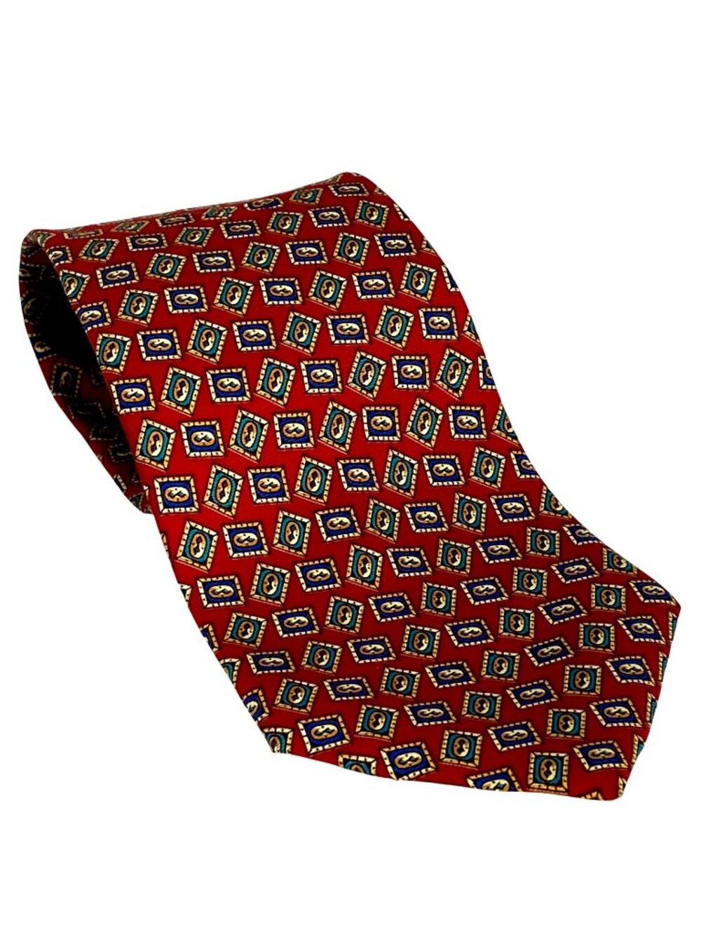 Christian Dior Monsienur Vintage Formal Silk Tie Collectors Item Red Teal Purple
